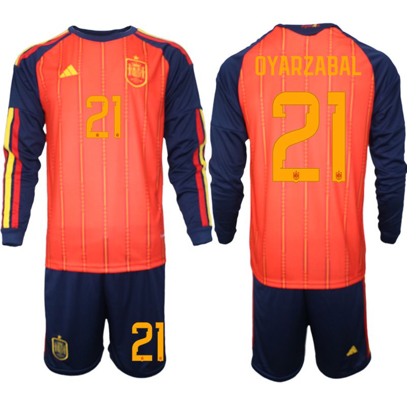 Men 2026 World Cup National Team Spain home red #21 long sleeve Soccer Jersey->spain jersey->Soccer Country Jersey